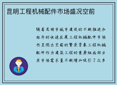 昆明工程机械配件市场盛况空前